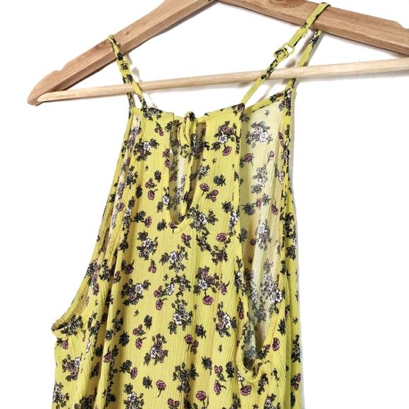 Ultra Flirt | Floral Crepe Sunny Yellow Tank Top - Picture 7 of 7